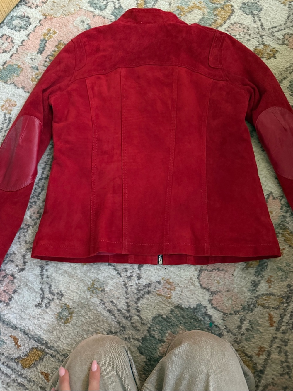 Red Suede Zip-Front Jacket - Picture 6 of 7